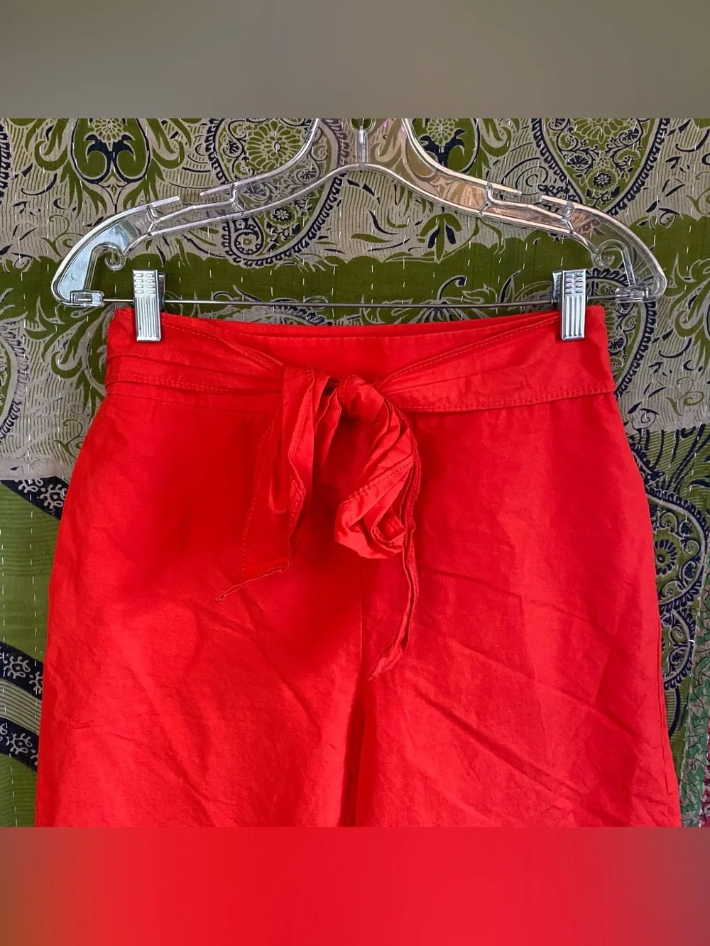 Kate Spade Cherry Pepper Slub Linen/ Cotton Colotte Scenic Route Pants Size 2